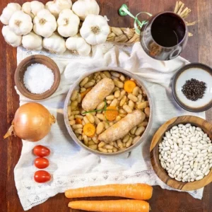 Saucisses de Toulouse aux haricots cuisinés